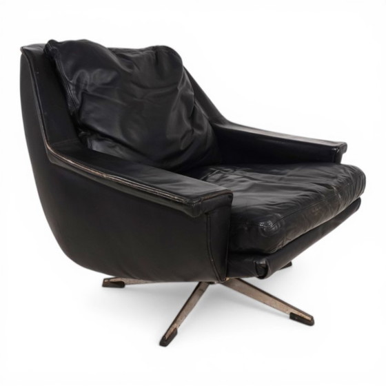 Image 1 of ESA 802 Black Leather Lounge Chair by Werner Langenfeld, 1970