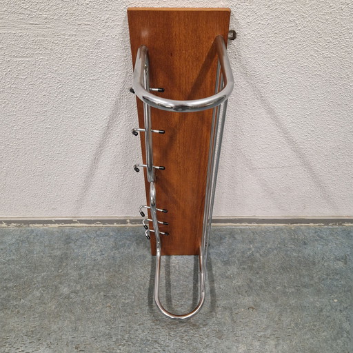 Teak coat rack 1960s vintage wall coat rack chrome coat rack