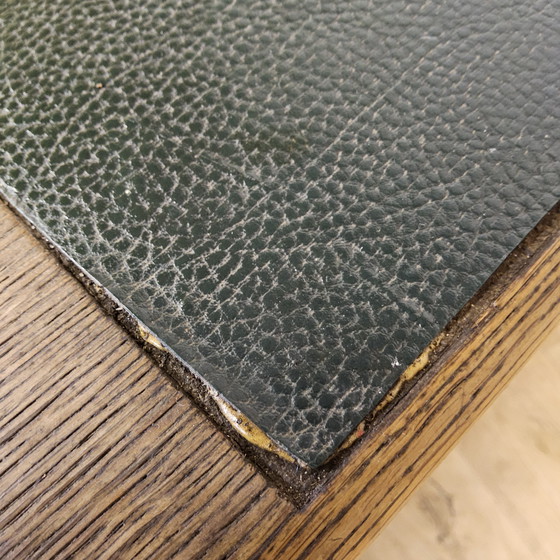 Image 1 of Bureau Art Déco ancien en bois avec bibliothèque et tiroirs d'archivage / bureau double face