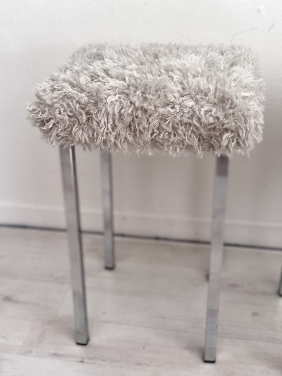 Image 1 of 2 sgabelli vintage con base cromata e rivestimento soffice