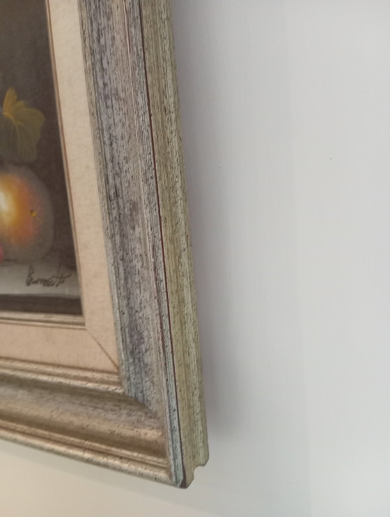 Image 1 of Tableau Huile Sur Toile Nature Morte Aux Fruits, Signé Burnett