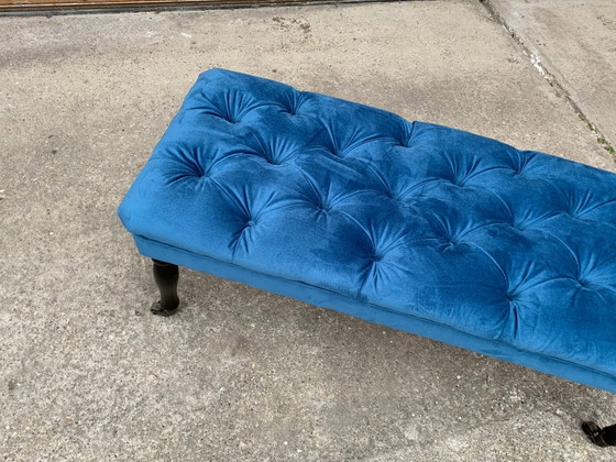 Mid-Century Blue Ottoman, 1960s – Footstools & poufs, Mid Century Modern (photo 8 of 8)