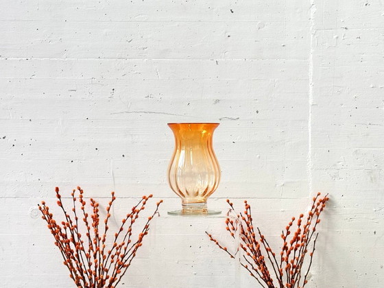 Image 1 of Jarrón de cristal de Murano en color ámbar anaranjado, Italia, década de 1960.