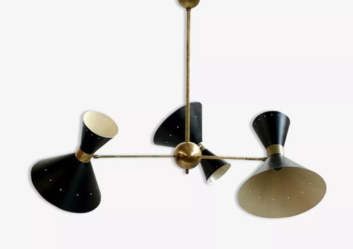 Italian brass trumpet chandelier