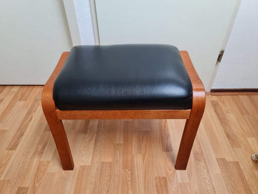 Poggiapiedi / sgabello in pelle nera - bellissimo design danese