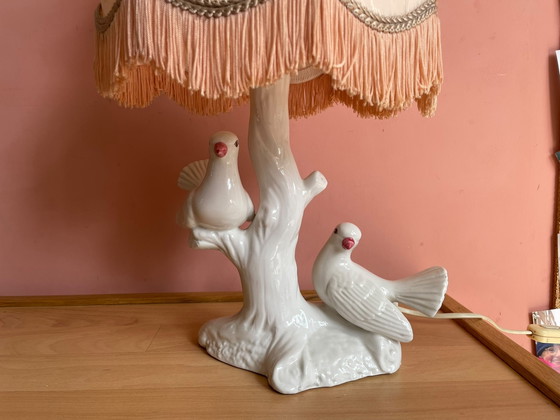 Lampada da tavolo italiana vintage Uccelli – Lampade da tavolo, Ceramic, Textile (photo 6 of 6)