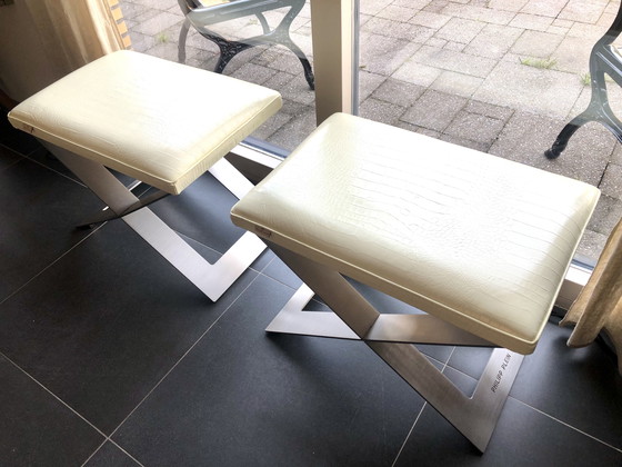 Image 1 of Philipp Plein Jet Set Ottoman Hocker Sgabello in pelle di coccodrillo