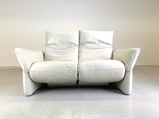 Koinor Sofa Elena Couch Folding Two-Seater Leather White Design