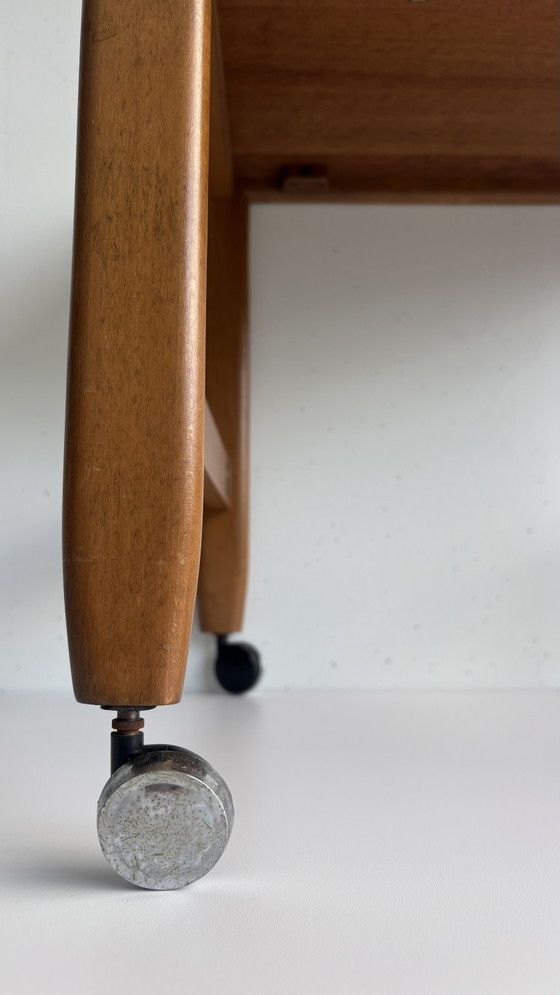 Vintage Danish design teak wood bar cart trolley 1960s, Metal, Brown (photo 9 of 15)