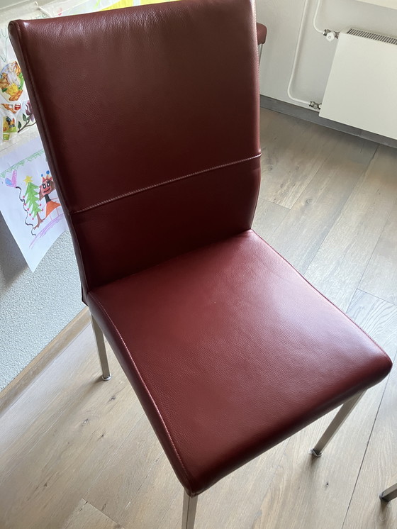 Image 1 of 8 sedie da pranzo in pelle rossa Toledo in pelle