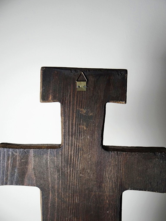 Croix de San Damiano vintage en bois sculpté, art religieux franciscain – Décorations murales, Wood (photo 12 of 12)