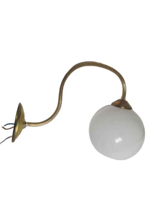 Art Deco wandlamp, Polen, jaren 1950 – wandlampen, Glass, Brass