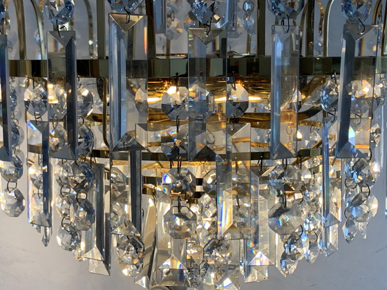 Image 1 of Original Vintage Massive Crystal Chandelier – 1970s Waterfall