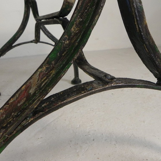Image 1 of Table de bistro en acier, table de jardin à profil en T incurvé, années 1950