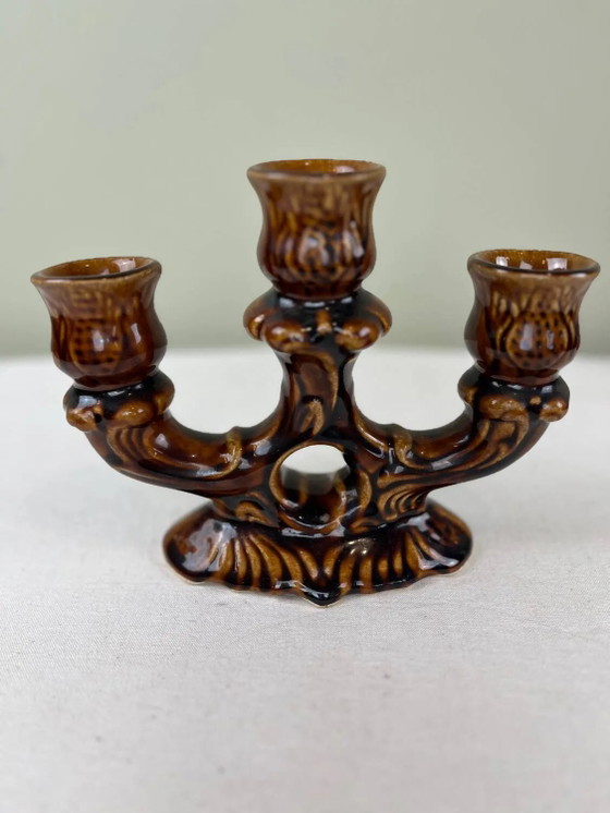 Barbotine kroonluchter – Kandelaars en kaarsen, Porcelain, Ceramic, Art Nouveau (photo 8 of 8)