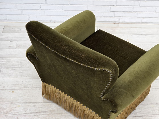 Image 1 of 1970s Danish Lounge Chair, Low, Furniture Velour, Ash Wood Legs