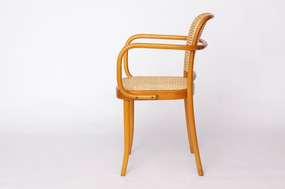 Image 1 of Ligna Armchair – 1950s/1960s Czechoslovakia, Bentwood Beech with New Rattan Cane, Josef Hoffmann Thonet Style Vintage Chair