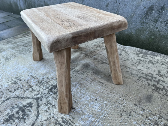 Image 1 of Vintage brutalist bijzettafel/plantentafel in blank eikenhout 