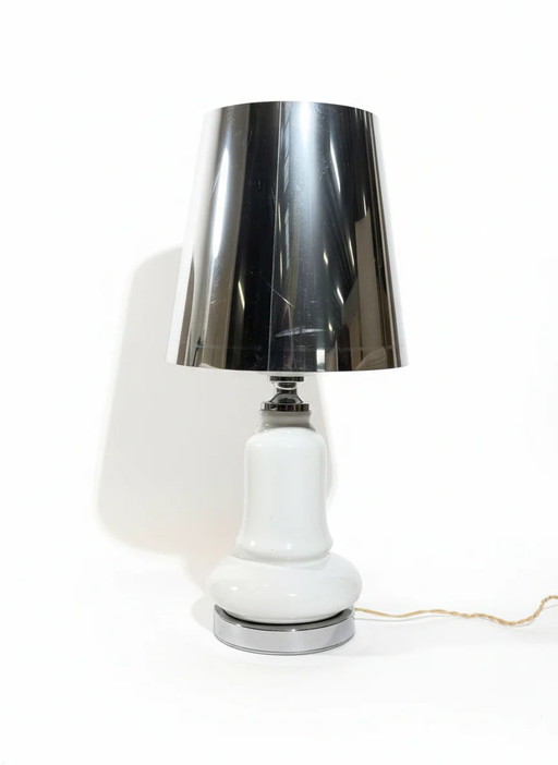 Lámpara de mesa vintage con pantalla cromada – tafellampen