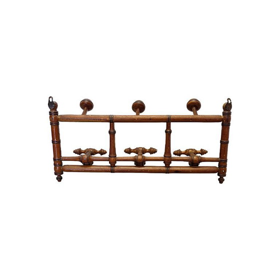 Image 1 of Antike französische Wandgarderobe aus Bambusimitat, um 1900