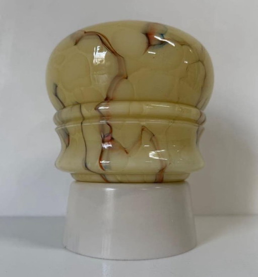 Lámpara de techo Art Déco vintage de mármol amarillo antigua Thabur