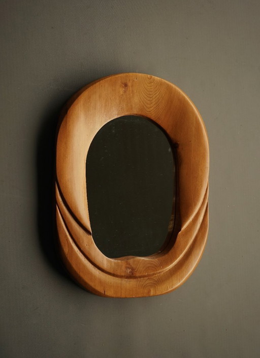 Miroir mural vintage en pin de style anthroposophique, années 1970 – spiegels, Wood