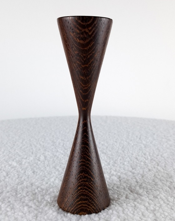 Image 1 of Vintage wooden candlestick Danish design 1970s