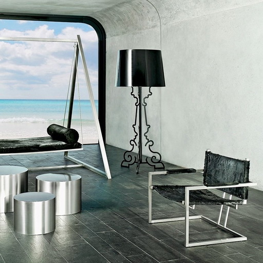 Lámpara de pie barroca de acero inoxidable Philipp Plein LOUIS X de 185 cm