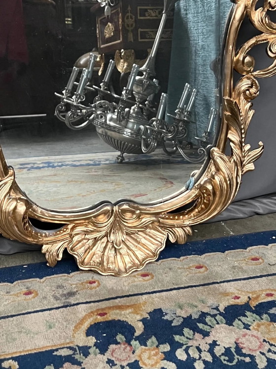 Miroir ancien en bois de style rococo. Noyer massif. (photo 7 of 10)