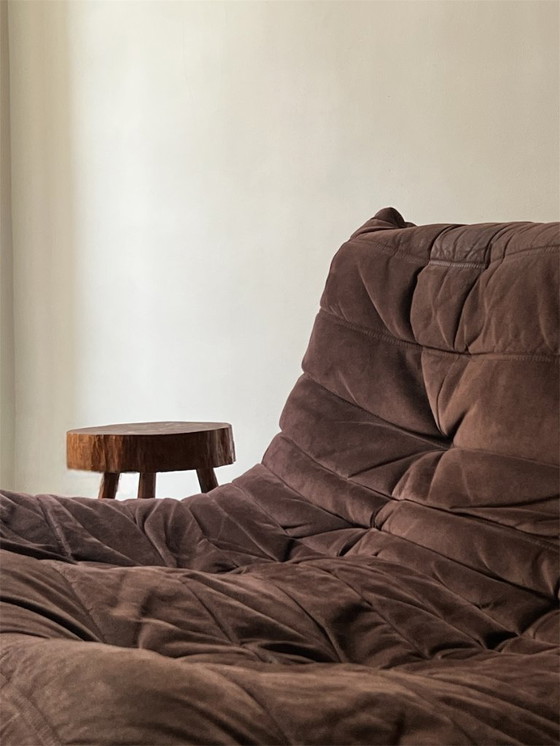 Image 1 of Brutalistische houten kruk, Frankrijk circa 1950/60