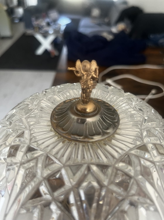 Table lamp of beautiful crystal glass and copper 1970 (photo 4 of 7)
