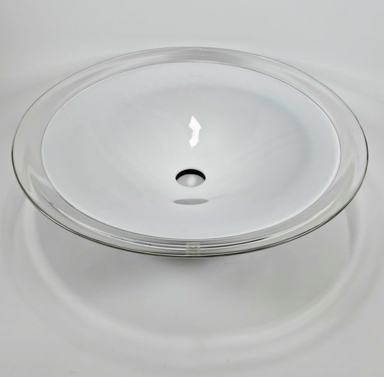 Image 1 of Mouth-blown black clear crystal lampshade in large format. Marked with sticker, made in Italy. Probably Murano, fourd