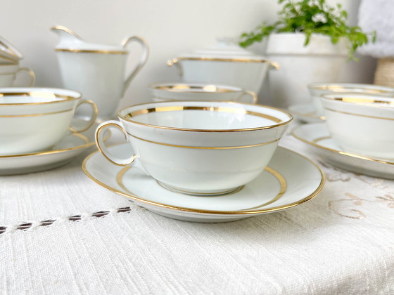 Image 1 of Set da tè/caffè in porcellana vintage Bernardaud &amp; Cie Limoges Francia oro bianco
