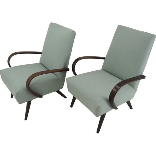 Coppia di poltrone vintage TonThonet in faggio grigio, Cecoslovacchia anni '60