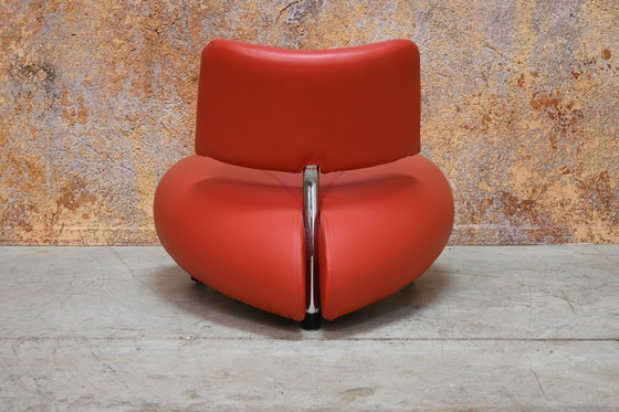 Image 1 of Sillón de diseño Leolux Pallone de cuero rojo