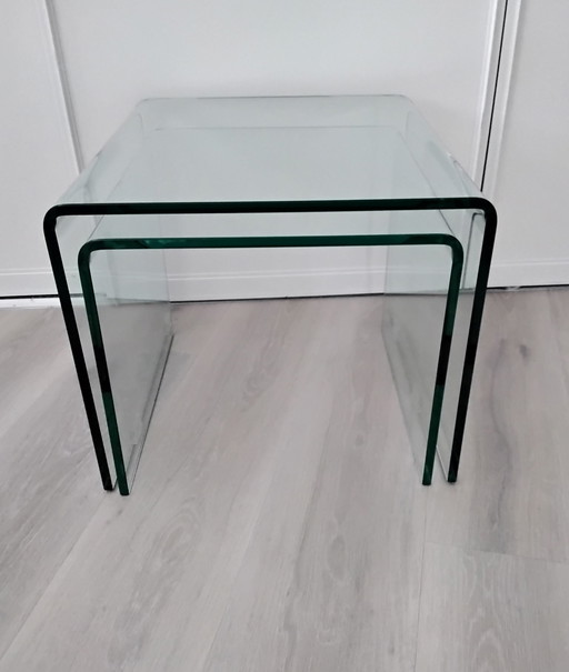 2x Tavolino laterale in vetro Fiam