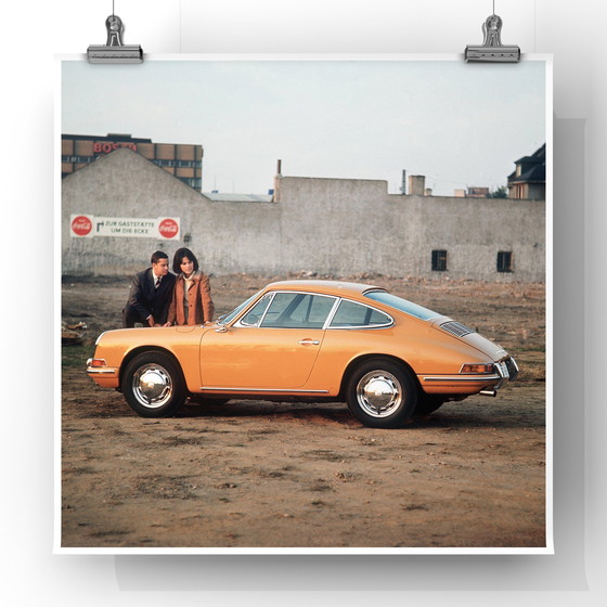 Image 1 of 1x Fine Art Print – Porsche 912 analog colors ochre/orange