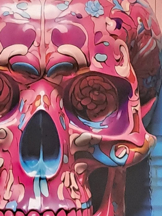 Image 1 of DEAD HEAD - Il teschio rosa in stile Bauhaus - Stampa su alluminio