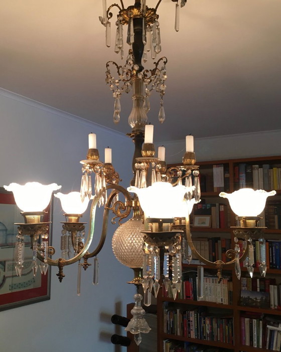 Image 1 of Lampadario antico a 5 luci, una vera rarità, risalente al periodo 1860-1870.