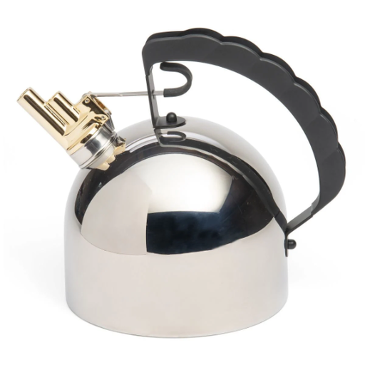 Kettle / teapot - Richard Sapper for Alessi - Stainless steel with brass whistle - Tested and working (medium ø17)