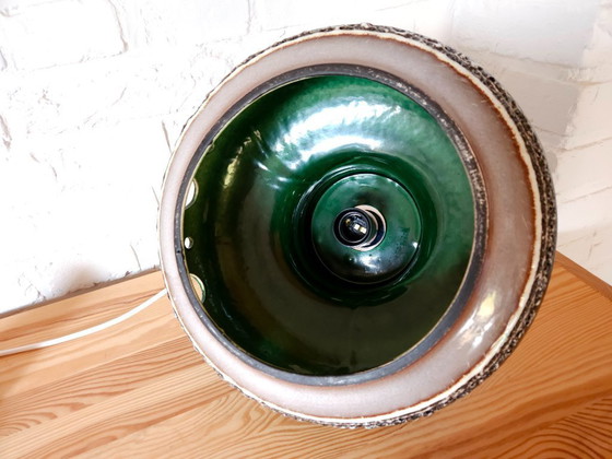Image 1 of Keramieken aardewerken vintage XXL hanglamp van Herda, west germany fat lava stijl, keramische retro, groene hanglamp