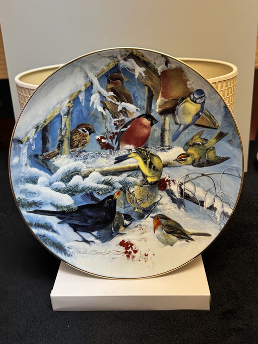 🐦 « Oiseaux en hiver » | Assiettes de collection en porcelaine peintes à la main | Hutschenreuther | Édition limitée | État neuf