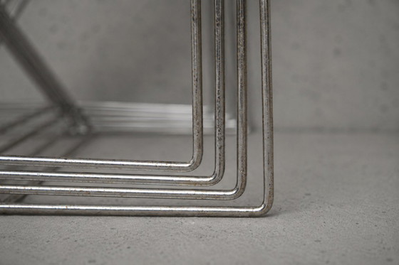 Image 1 of Vintage minimalistische metalen X-Line stoelen van Niels Jørgen Haugesen voor Hybodan, jaren 70, set van 4