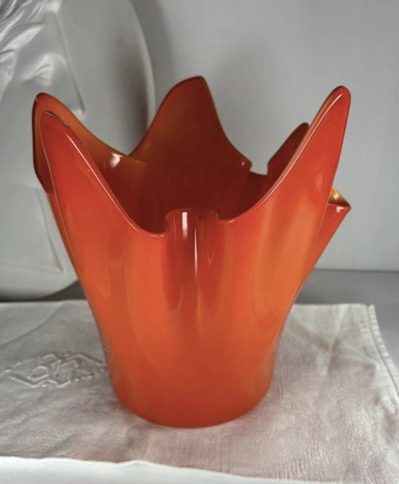 Image 1 of Murano Orange Large Handkerchief Vase