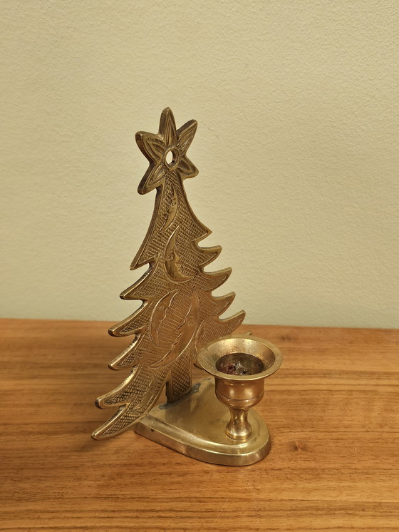 Image 1 of chandelier vintage en laiton en forme de sapin de Noël