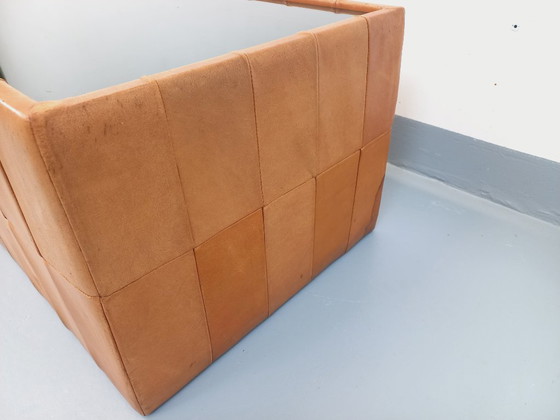 Image 1 of Vintage Swiss rectangular coffee table by De Sede in smoked glass and leather from the 1970s