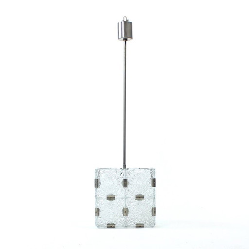 Lampe à suspension en verre vintage de Bohème par Kamenický šenov, Tchécoslovaquie 1970