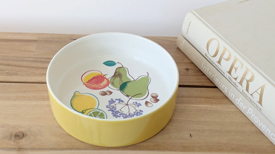 Image 1 of Vintage Melitta Fruit Pattern Serving Bowl, 1970s German Stoneware