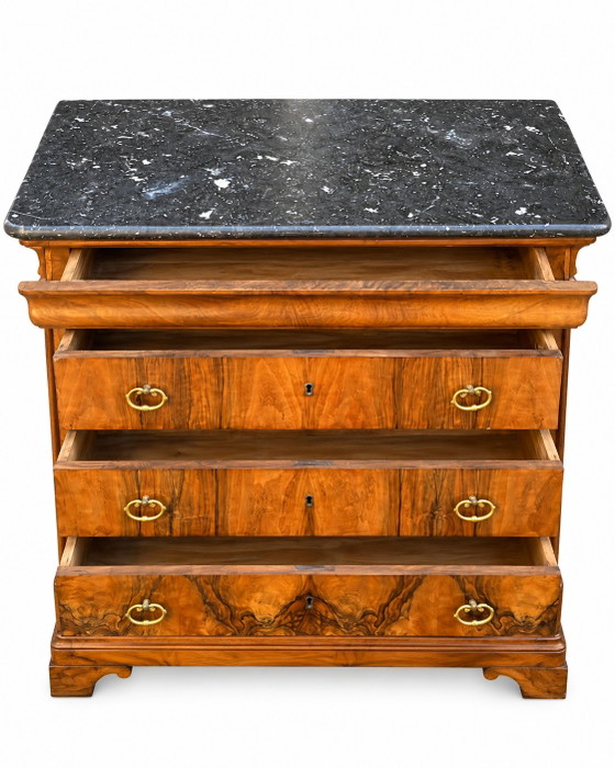 Louis-Philippe Stil Sekretär-Kommode 19. Jahrhundert Nussbaum- und Maserholzfurnier – Kommoden, Wood (photo 2 of 9)