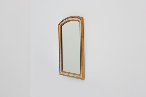 Image 1 of Mirror by Deknudt with marbled fume glass side panels in gilded wooden frame